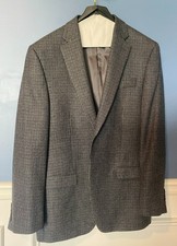 Lauren Ralph Lauren 40R 100 Wool Sport Coat Blazer Gray Houndstooth Blue Window