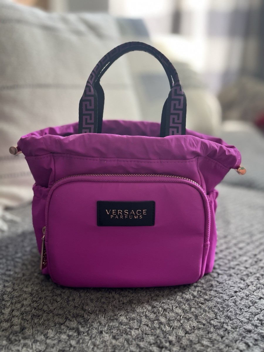 Versace Parfums Mini Tote Handbag Purse Clutch Purple Pink Gold