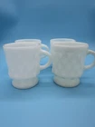VTG Fire King Mugs(3) Anchor Hocking(1) Set of 4 White Kimberly Diamond LOT#312