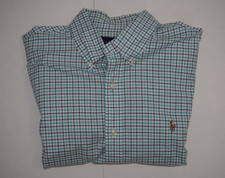 Ralph Lauren Men's XL Slim Fit Stretch Oxford Button-Down Check Shirt Green/Blue
