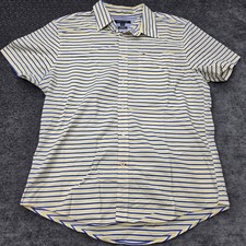 Tommy Hilfiger Custom Fit Striped Button-Up Shirt Yellow/Blue/White Pockets L/G