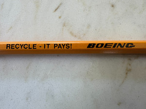 *Vintage* Boeing 'RECYCLE - IT PAYS!' No 2 yellow pencil RARE!!!