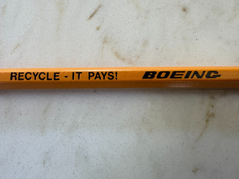 *Vintage* Boeing 'RECYCLE - IT PAYS!' No 2 yellow pencil RARE!!!