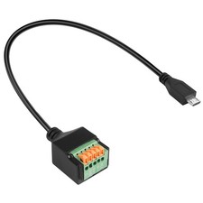 Micro USB Male To 5Pin Spring Crimp Terminal Solderless Adapter 30cm/11.8 In