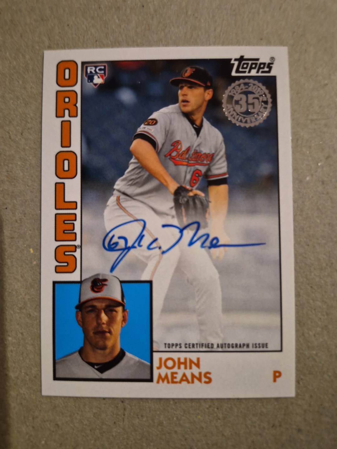 2019 Topps Update Series JOHN MEANS RC 1984 Topps Baseball Autograph -ORIOLES-