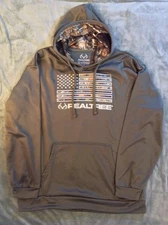 Real tree embroidered American Flag hoodie medium Inside Camo