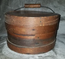Antique Wooden Shaker Lidded Firkin W/Handle