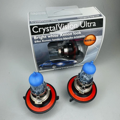 Philips CrystalVision Ultra H13 9008 Halogen Car white Xenon Headlight Bulbs x2