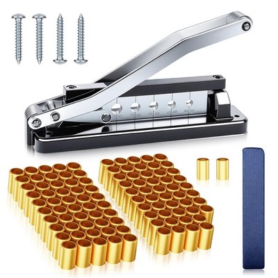 Hose Crimper Tool Kit Heavy Duty with 100 Ferrules Black + Gold Portable Bench