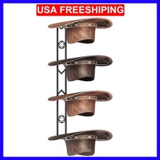 4 Pieces Cowboy Hat Organizer Hangers for Wall, Western Hat Rack Wall Mounted...