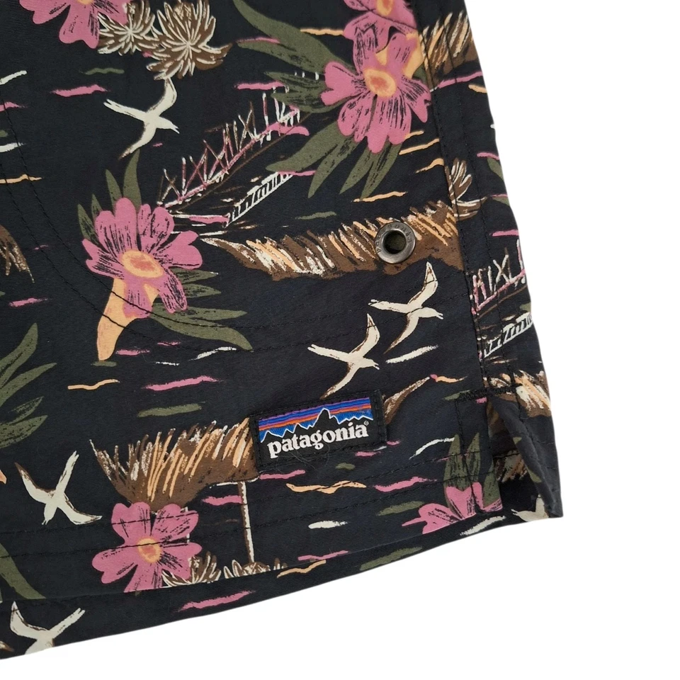 Pantalones Cortos Patagonia Costa Rica Bolsos Niños Niñas Medianos Negros Florales Foto 3 de 4