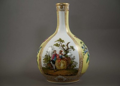 Helena Wolfsohn Fete Galante & Floral Vase AR Roses & Tulips Dresden Germany