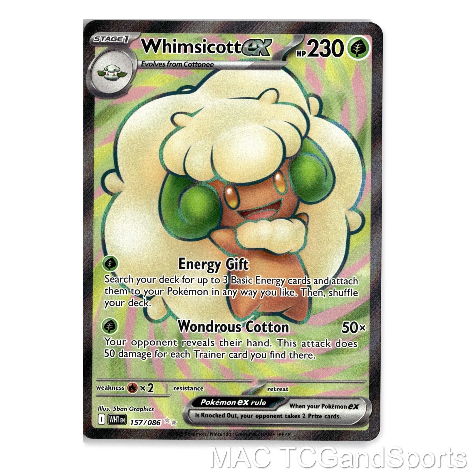 Whimsicott ex 157/086 Holo White Flare Pokemon TCG NM