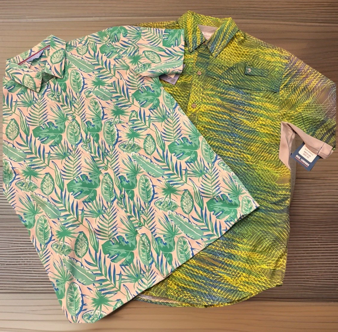 Lot of 2 Mens Short Sleeve Fishing Shirt 1 UPF Sun Protection Breathable