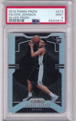 2019 Panini Prizm NBA No. 293 Keldon Johnson Rookie Silver Prizm PSA 9 MINT