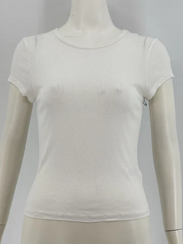 AGOLDE Lightweight Ribbed Crew Ren Tee Size M Medium White Short Sleeve $78 - Picture 2 of 11