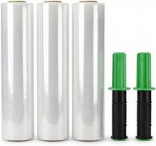 Stretch Film Wrap For Moving 15 Inch x 1000ft 70 Gauge With Handle 3 Pack