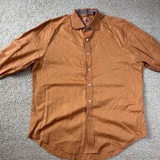 Robert Graham Button Up L/S Shirt Print Flip Cuff Orange Men's XL