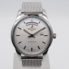 BREITLING Transocean A45310 Day date Silver Dial Automatic Men's Watch Fashion