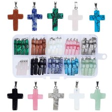 Cross Charms for Jewelry Making Kit - 40-Piece Assorted Gemstone Cross Charms...
