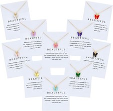 10 Pieces Colorful Butterfly Pendant Necklace Set for Women Costume
