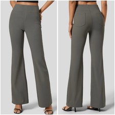 Halara Flex  Work Pants Size M Green Gray Chimera High Waisted Flare Pockets
