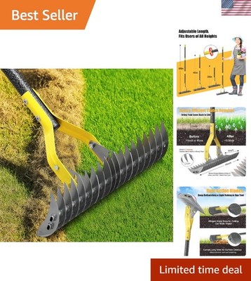 Efficient Dual-Action Thatch Rake - 15'' Wide, Ergonomic 55'' Handle for Lawn Care