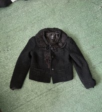 Ann Taylor Ruffled Neck Cropped Blazer Color Black Size 2P