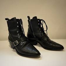 All Saints Katy Lace Up Heeled Black Leather Boots Women’s UK 7  EU 40 