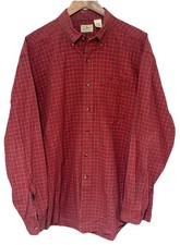 L.L.Bean Red Plaid Button Down Shirt Men  s Large Cotton Classic