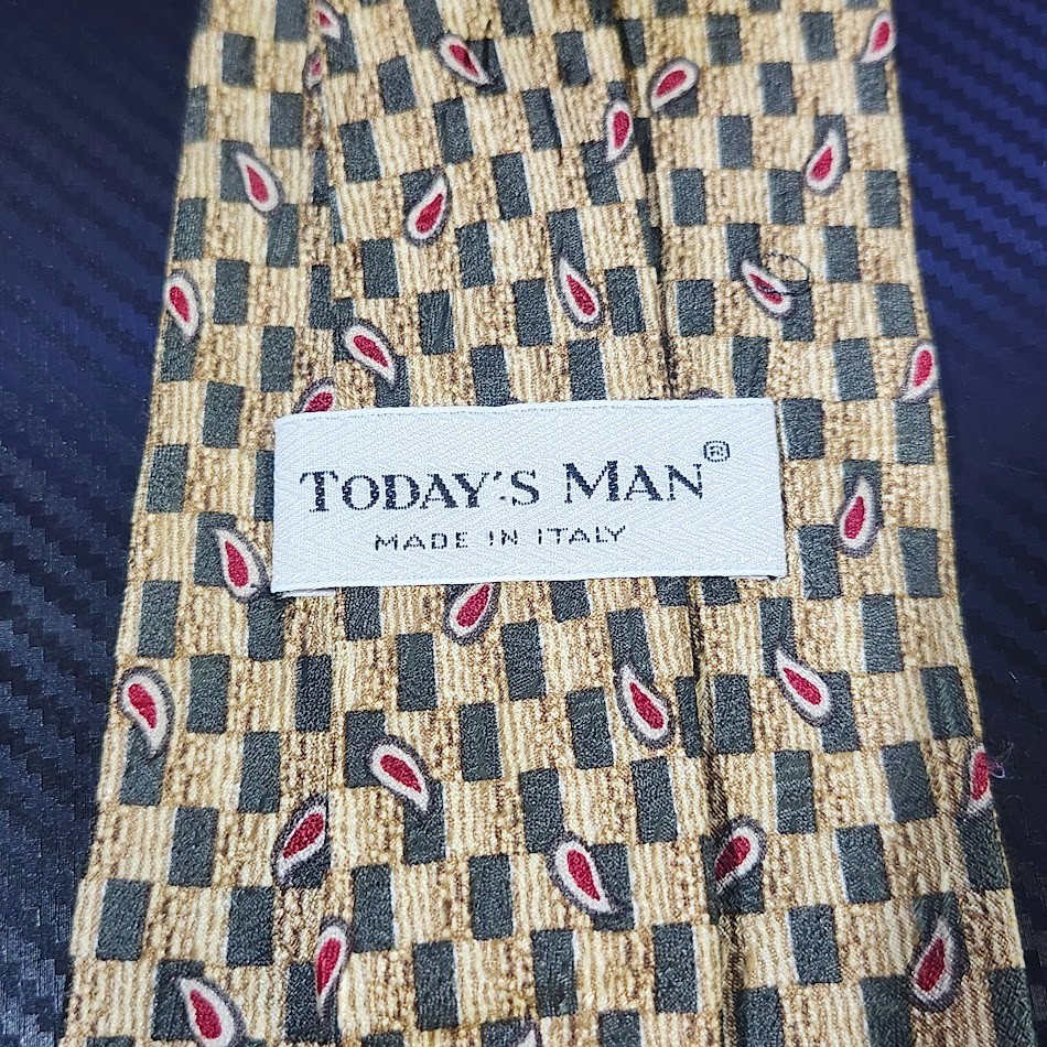 Today's Man Multicolored Geometric Patterned 100% Silk Tie Made in Italy image 5