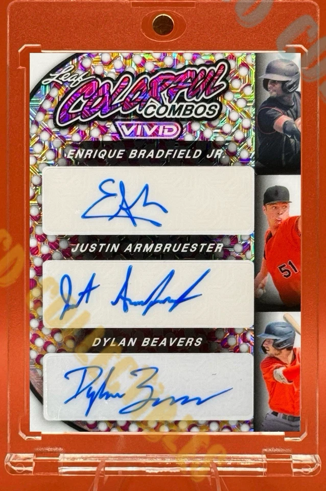 Dylan Beavers, Bradfield, Armbruester, /6 TRIPLE AUTOGRAPH REFRACTOR ORIOLES - Image 2 of 3