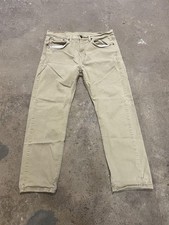 Levis 506 Jeans Mens 36x30 Light Wash Beige Straight Leg Zip Fly Denim Stretch