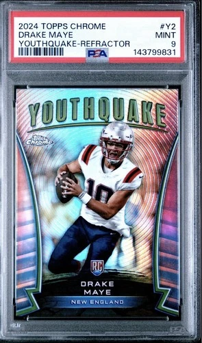 Drake Maye ROOKIE 2024 Topps Chrome Football #Y2 Youthquake Refractor PSA 9
