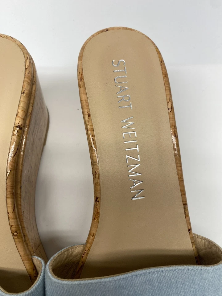 Stuart Weitzman Womens Summer Denim Wedge Sandals Sz 10 B - Image 3 of 4