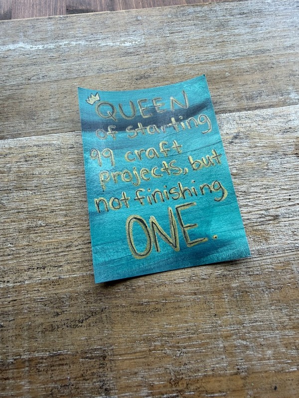 Original ACEO Acrylic Mini Painting 2.5x3.5 Art Funny Crafter Artist Quote