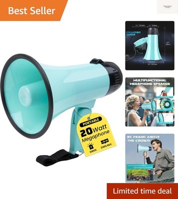 20W Megaphone Bullhorn, Built in Siren & 240s Recording, 5.4''×8.6'' Portable M...