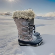 Sorel Kids Youth Joan Of Arctic Snow Waterproof Boots Size 1 Warm Insulated
