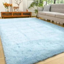 Area Rugs for Living Room Bedroom, 6x9 Machine Washable Large Light Blue