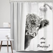 Funny Cow Shower Curtain 60Wx72H Western 60"W x 72"L Pack of 1 A-01cow