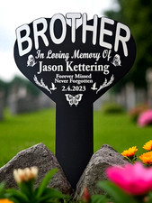 Bother Heart memorial plaque Ornament engraved side marker grave stake memory