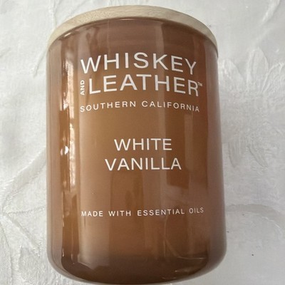 Whiskey And Leather Jar Candle White Vanilla 10oz