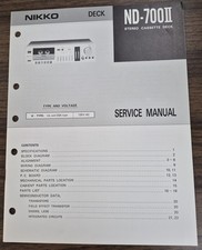 Nikko ND-700II Cassette Deck Service Manual - OEM