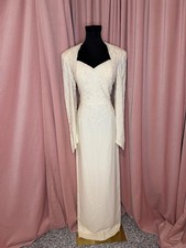 Elegant Vintage Ivory Long Sleeve Evening Dress by Demetrios Size 14