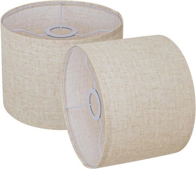 Beige Fabric Drum 8.7x 8.7x 7.9in Lamp Shade Replacement (Set of 2)