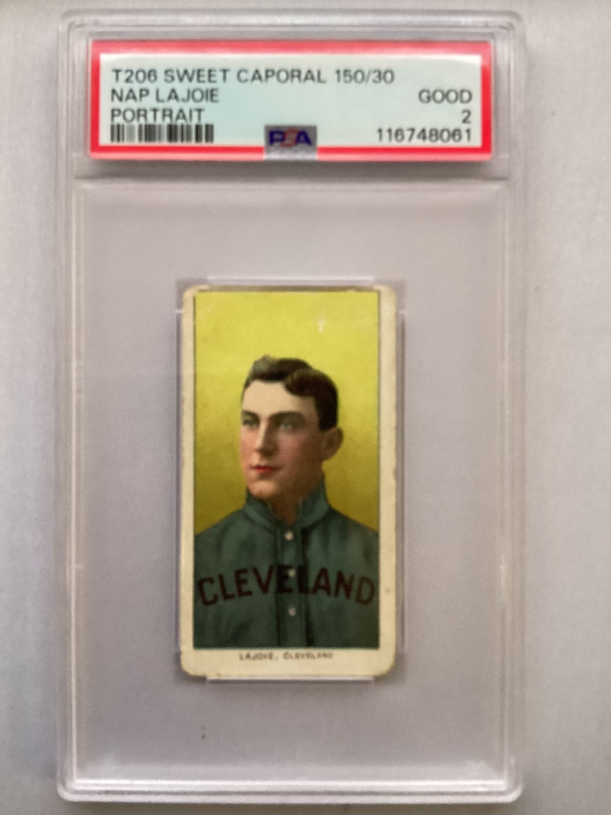 1909-11 T206 SWEET CAPORAL NAP LAJOIE HOF PORTRAIT PSA 2