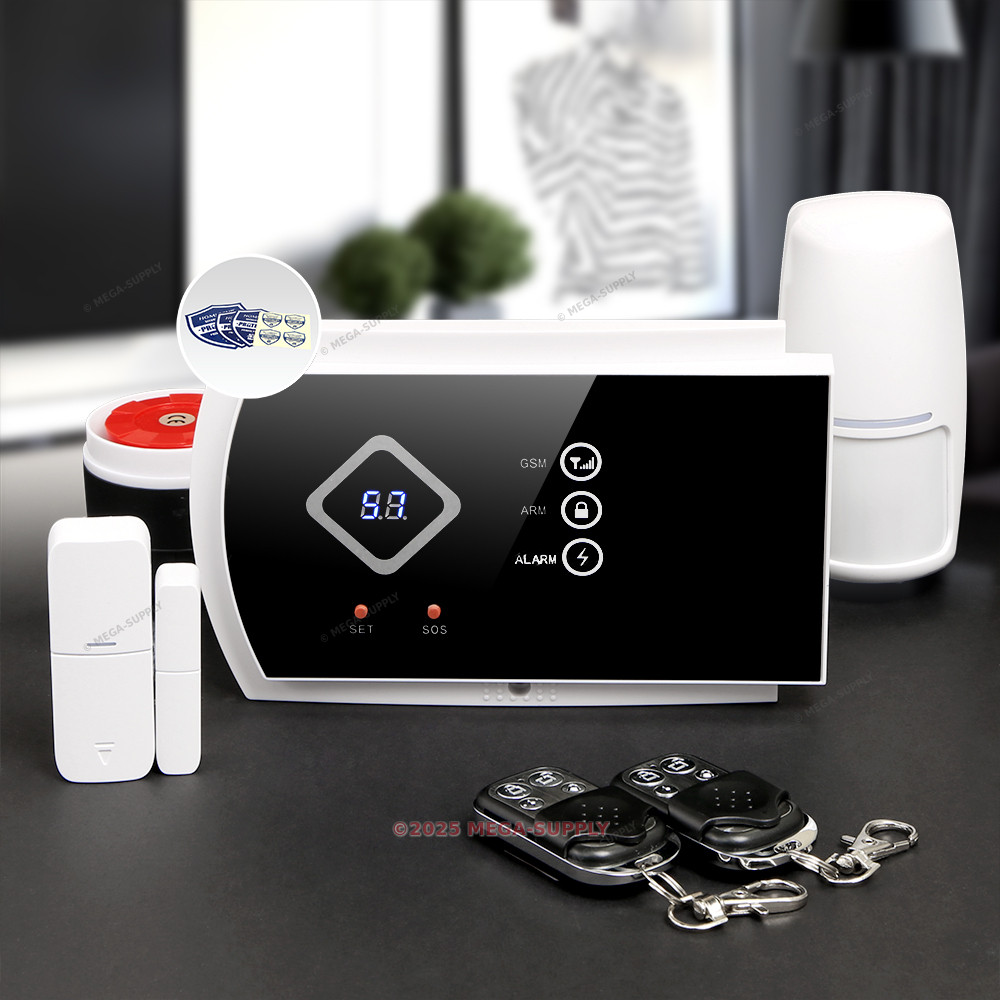 Wireless GSM Burglar Intruder Alarm System with Security Sticker Pack