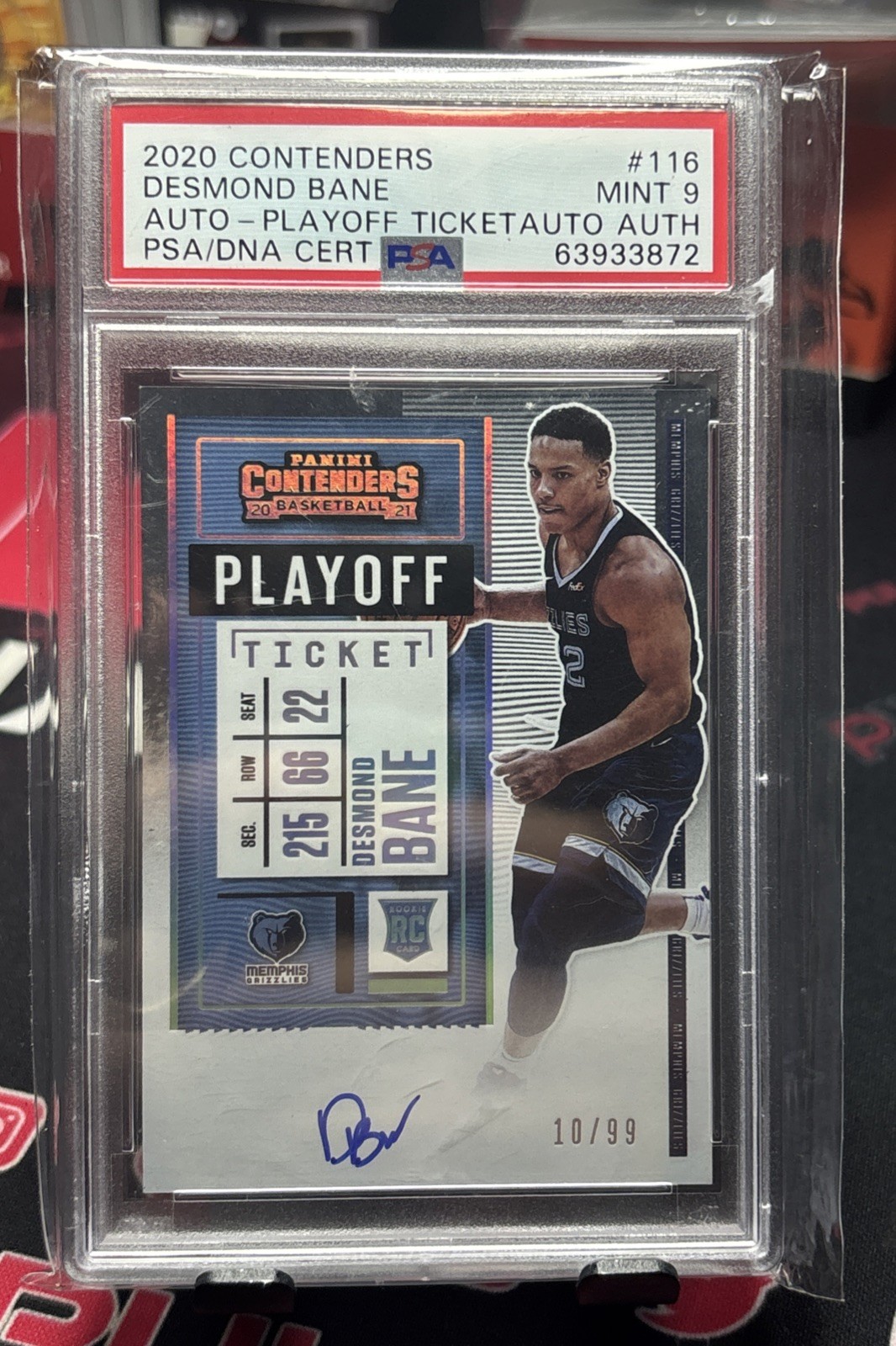 DESMOND BANE 2020-21 CONTENDERS ROOKIE PLAYOFF TICKET RC AUTO /99 PSA 9