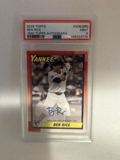 2025 Topps 1990 Autographs Ben Rice 90B2BRI PSA 9 New York Yankees NY