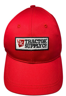 TSC Tractor Supplyy Co Hat Cap Red Structured Strapback Logo Patch Farm Work